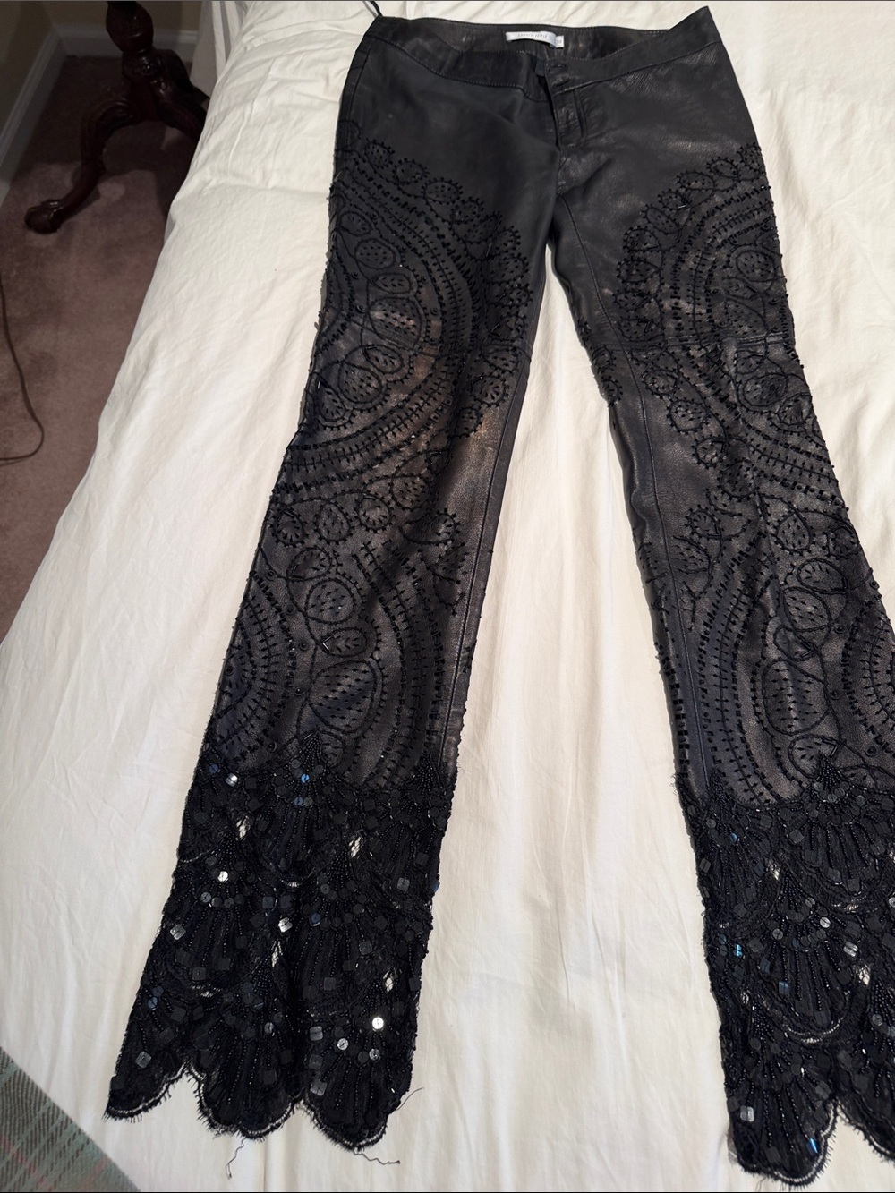 Carlos Miele Black Leather Skinny Jeans